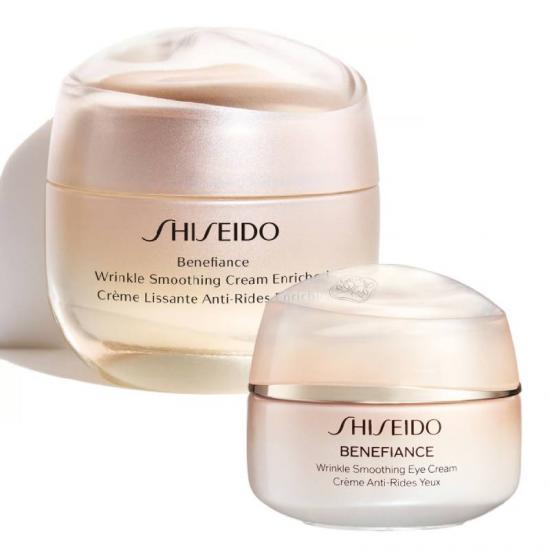 Shiseido Benefiance Wrinkle Smoothing Enriched Dnevna krema za bore 50ml + Shiseido Benefiance Wrinkle Smoothing Eye Cream krema za oči 15ml