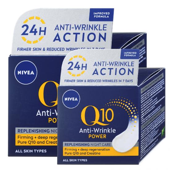 Nivea Q10 POWER noćna krema protiv bora i za zatezanje kože 50 ml [KOMPLET 2kom]