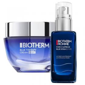 Biotherm Blue Therapy noćna krema protiv bora 50ml + Biotherm Homme Force Supreme Blue Serum LP-XR 60ml protiv bora sa retinolom za muškarce