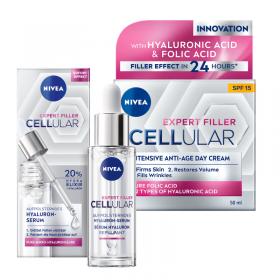 Nivea EXPERT FILLER CELLULAR - 20% HYDRA ELIXIR Serum 30ml + Nivea EXPERT FILLER CELLULAR anti-age dnevna krema, SPF 15, 50 ml